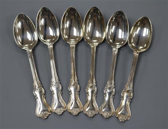 A set of six Victorian Scottish silver Albert pattern teaspoons, William Coghill, Glasgow, 1864, 4.5 oz.